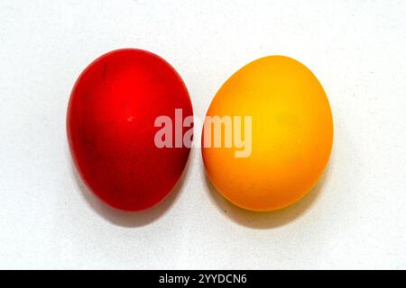 Coloured chicken eggs for Easter holiday isolated on white Stock Photo