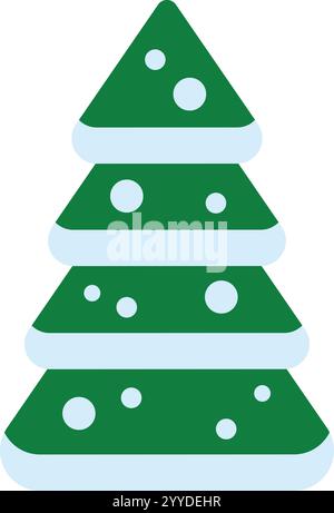 Minimalist illustration featuring a Christmas tree adorned with light blue decorations and snow, perfect for enhancing Christmas and winter holiday Stock Vector