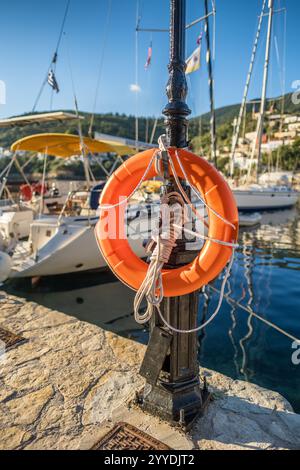 Street scene from the ticturesque Kioni fishing village on Ithaca island, Greece Stock Photo