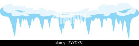 Seamless vector illustration featuring a row of icicles gracefully hanging from a snow and ice formation, set against a clean white background Stock Vector