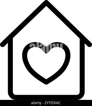 stay home concept, house with heart icon over white background, neon ...