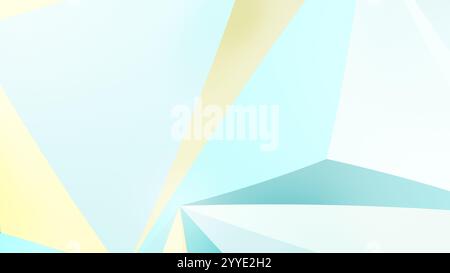 Abstract turquoise, yellow and white geometric triangle background. High resolution full frame triangular background with copy space. Stock Photo