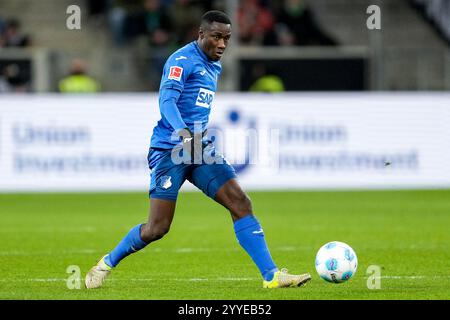 Sinsheim, Deutschland. 21st Dec, 2024. Diadie Samassekou (Hoffenheim, 18), am Ball, Freisteller, Ganzkörper, Einzelbild, Einzelfoto, Aktion, Action, 21.12.2024, Sinsheim (Deutschland), Fussball, Bundesliga, TSG 1899 Hoffenheim - Borussia Mönchengladbach, DFB/DFL REGULATIONS PROHIBIT ANY USE OF PHOTOGRAPHS AS IMAGE SEQUENCES AND/OR QUASI-VIDEO. Credit: dpa/Alamy Live News Stock Photo