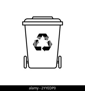 Wheelie bin outline icon. Waste clipart isolated on white background Stock Vector