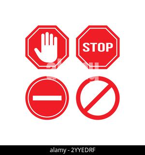 Traffic sign stop set. Vector illustration. on white background - Vector Stock Vector