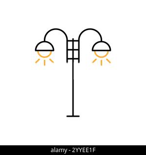 Vector illustration, street lamp icon. Line and two colour design template Stock Vector