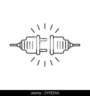 simple electric plug and socket thin line icon. abstract lineart trend modern electro logotype graphic stroke design isolated on white. concept of eas Stock Vector