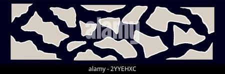 Torn paper pieces set with ripped edges and textured cutouts. Notebook scraps, frames, and borders collection for scrapbook templates. Flat vector Stock Vector