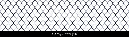 Seamless wire mesh pattern with metal grid and chain links. Steel texture design for fences, cages, and grates. Flat vector illustration isolated on Stock Vector