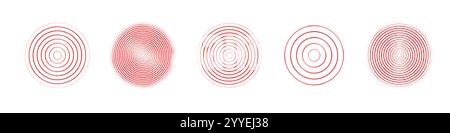 Abstract icon with red pain on white background for decoration design.Radial stomach pain. Vector illustrations Pattern elements isolated Stock Vector