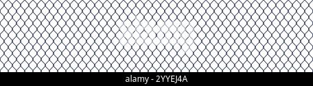 Seamless wire mesh pattern with diamond grid and chain links. Steel texture design for metal fences and fabric backgrounds. Flat vector illustration Stock Vector