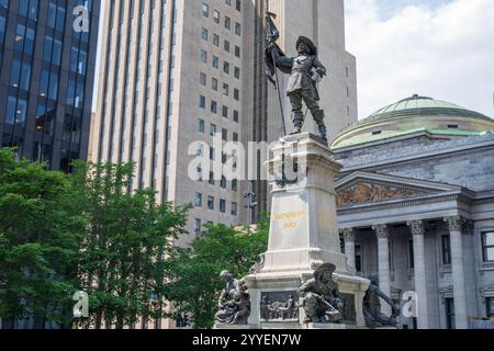 Maisonneuve Monument, Place d'Armes, Old Montreal. Montreal, Quebec, Canada. Stock Photo