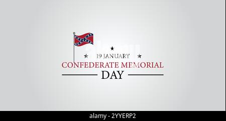 Remembering Confederate Heroes Day on January 19th Stock Vector