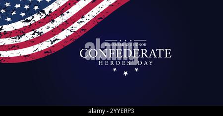 Remembering Confederate Heroes Day on January 19th Stock Vector