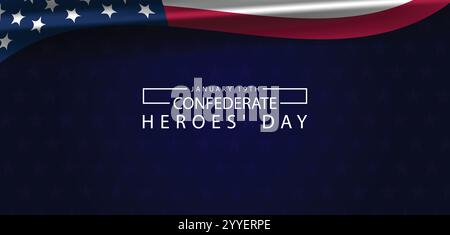 Remembering Confederate Heroes Day on January 19th Stock Vector