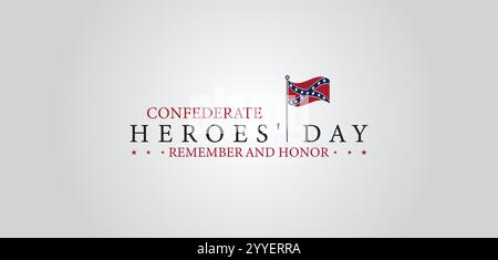 Remembering Confederate Heroes Day on January 19th Stock Vector