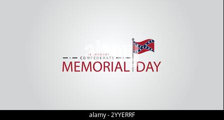 Remembering Confederate Heroes Day on January 19th Stock Vector
