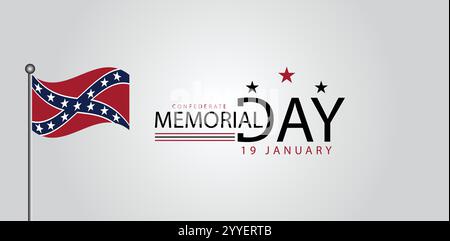 Remembering Confederate Heroes Day on January 19th Stock Vector