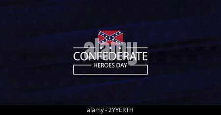 Remembering Confederate Heroes Day on January 19th Stock Vector