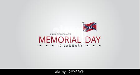 Remembering Confederate Heroes Day on January 19th Stock Vector