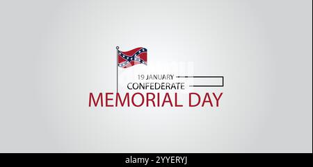 Remembering Confederate Heroes Day on January 19th Stock Vector
