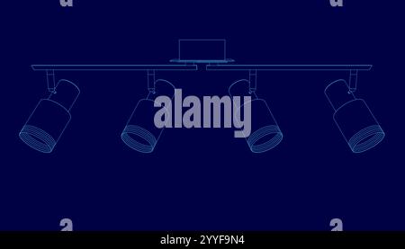 Contour Studio device lighting on blue background Stock Vector