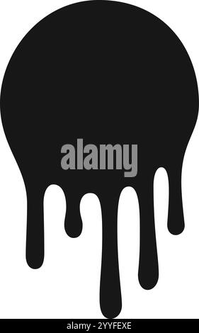 Black paint dripping down a white wall creates a visually striking contrast, forming an artistic texture that captivates with its fluid movement and a Stock Vector