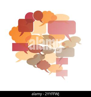 Big Round Speech Bubble Made From Lots oif Small Bubbles - Template with Retro Style Color Shades of Red, Brown - Design for Web, Isolated on White Ba Stock Vector