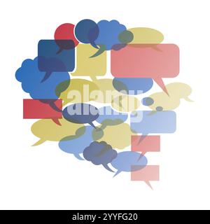 Big Round Speech Bubble Set Made From Lots of Colorful Small Bubbles - Template with Retro Style Color Shades - Design for Web, Isolated on White Back Stock Vector