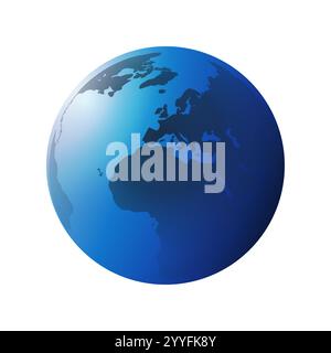 Blue Earth Globe Design Layout - Global Business, Technology, Globalisation Concept, Multi Purpose Vector Clip-Art Template - Isolated on White Backgr Stock Vector