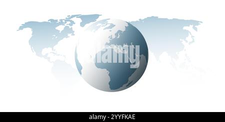 Earth Globe and World Map Design Layout - Global Business, Technology, Globalisation Concept, Multi Purpose Vector Template - Clipart Isolated on Whit Stock Vector