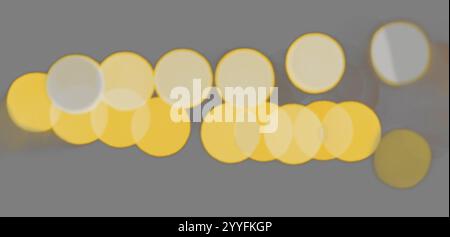 Warm fairy lights garland. Sparkling and glowing bulbs with a soft, defocused bokeh effect, perfect for festive holiday decor, Christmas celebrations, Stock Photo