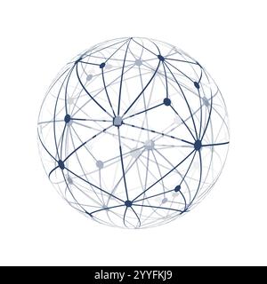 Black and White Modern Minimal Style Polygonal Networks Structure, Digital Communications Concept Design, Network Connections, Transparent Geometric W Stock Vector
