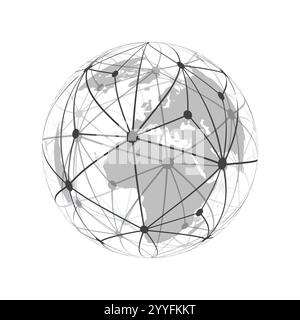 Cloud Computing and Networks Concept with Europe and Africa Side of the Earth Globe - Abstract Global Digital Connections, Technology Concept on White Stock Vector