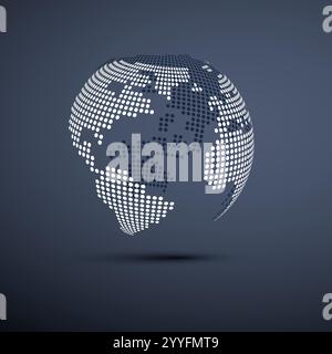 Big Transparent Spotted Earth Globe Design - Global Business, Technology, Globalisation Concept, Vector Design Template - Blue Background Stock Vector