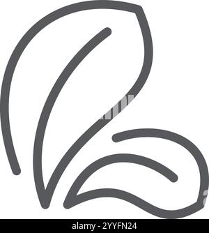 Two simple gray leaves overlapping each other, forming a logo, icon or symbol, representing nature, growth, or organic products, with a clean and Stock Vector