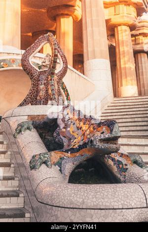 Park Güell Winter Solstice Sunrise Stock Photo