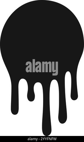 Black paint dripping down a white wall creates a visually striking contrast, forming an artistic texture that captivates with its fluid movement and Stock Vector