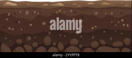 Seamless ground layers showing different textures of soil and rocks underground, useful for illustrating the composition of terrain for educational Stock Vector