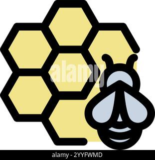 Bee with honeycombs symbol - Ecological farming icon. Stock Vector
