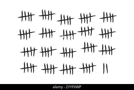 Never Give Up - Counting the Days - Black Tally Marks Isolated on White Wide Scale Background, Vector Concept Design Stock Vector