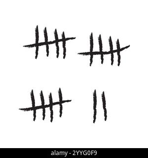 Never Give Up - Counting the Days - Black Tally Marks Isolated on White Background, Vector Concept Design Stock Vector