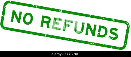 Grunge green no refunds word square rubber seal stamp on white background Stock Vector
