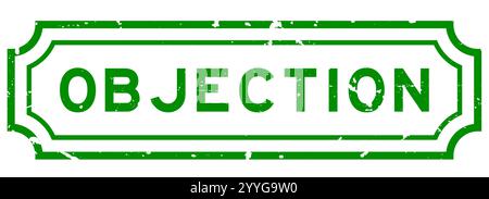 Grunge green objection word rubber seal stamp on white background Stock Vector