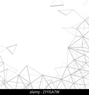 Abstract Black and White Modern Cloud Computing and Digital Network Connections, IT or Technology Design - Polygonal Grid, Wire Frame Isolated on Whit Stock Vector