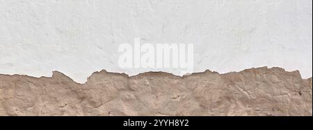 Damaged plaster wall panoramic background. Stock Photo