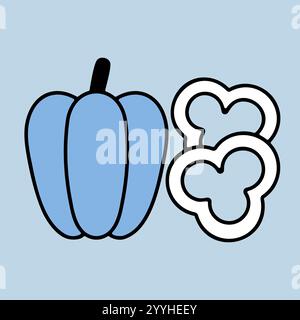 Fresh peppers sliced vector icon. Barbecue and bbq grill sign. Vegetable. Graph symbol for cooking web site and apps design, logo, app, UI Stock Vector