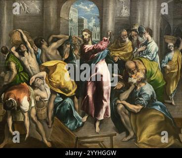 El Greco; Christ Driving the Traders from the Temple; 1600; El Greco painting, Purification of the Temple; 16th century Greek painter Stock Photo