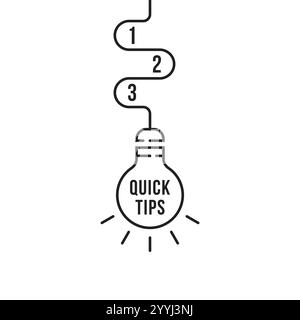 quick tips with bulb and list of facts Stock Vector