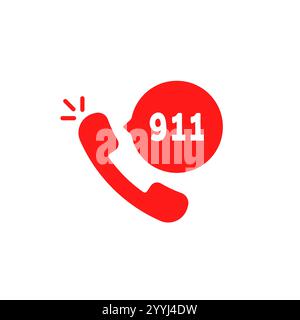 red urgent call with handset like 911 Stock Vector